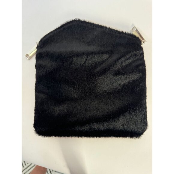 Faux Fur Zip Clutch Bag By Free People Black 8" x 5.5" - Picture 14 of 16